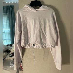 Cropped white hoodie